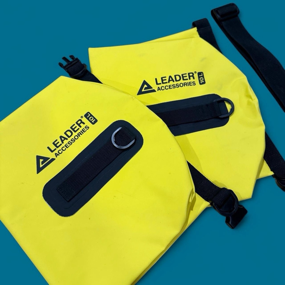 Leader Accessories 10L Dry Bags Lot of 2 Waterproof Roll Top Kayak Camp Yellow